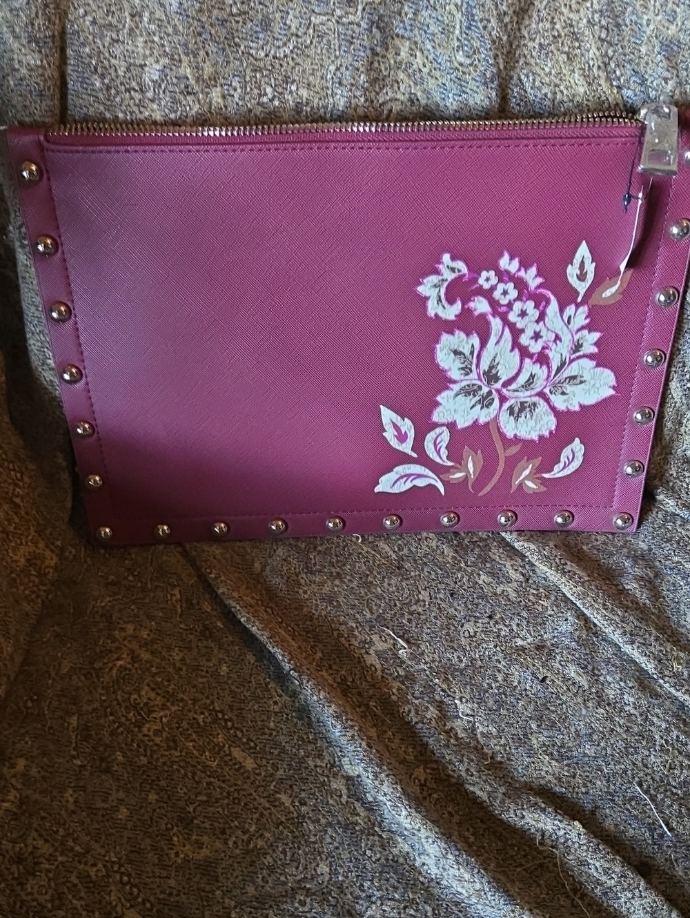 White House Black Market Pink Floral Studded Wristlet